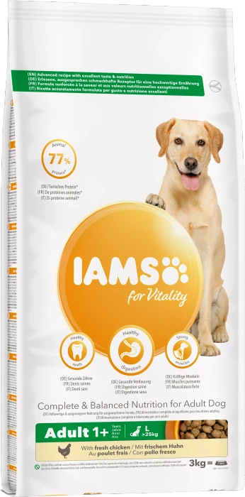 IAMS for Vitality für ausgewachsene Hunde großer Rassen, mit Huhn, 3kg