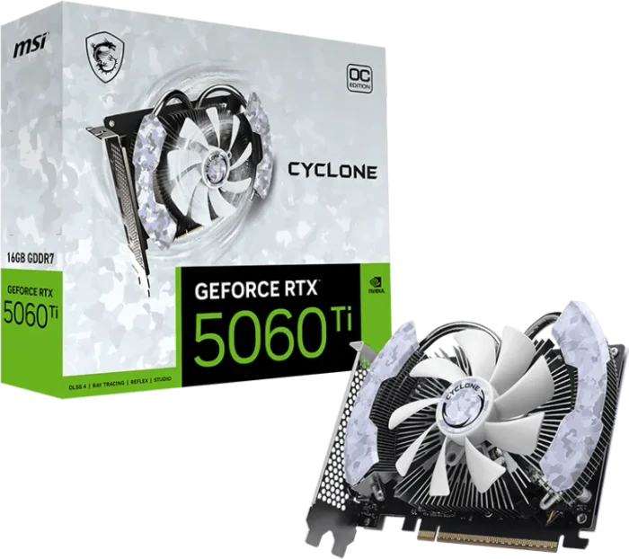 MSI GeForce RTX 5060 Ti Cyclone OC, G506T-16CC, 16GB GDDR7, HDMI, 3x DP