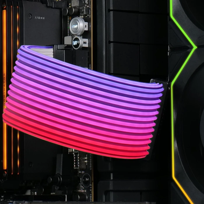 Lian Li Strimer Wireless 24P, 24-Pin Verlängerungskabel, 12 Lichtleiter, RGB beleuchtet