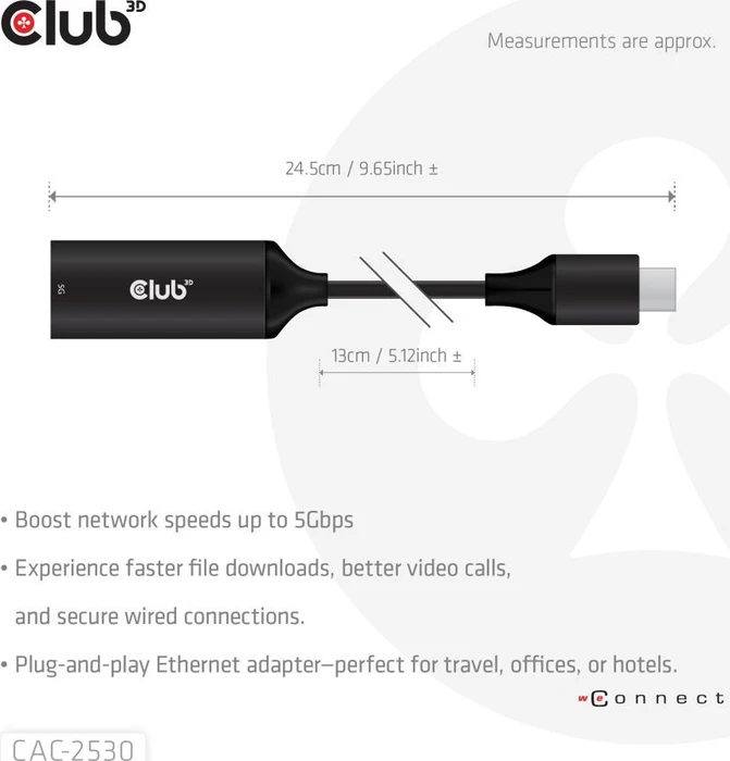 Club 3D 5G LAN-Adapter, RJ-45, USB-C 3.0 [Stecker]