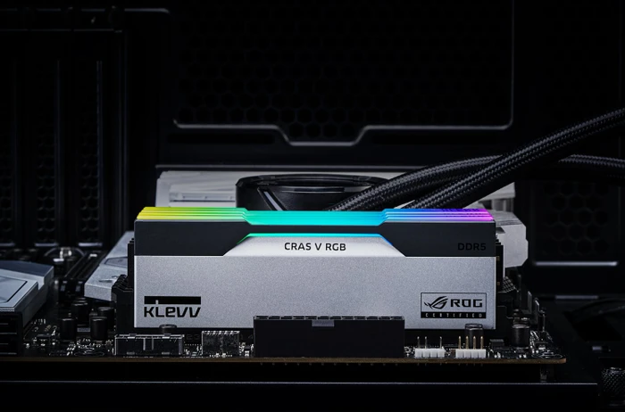 Klevv Cras V RGB ROG Certified weiß/schwarz UDIMM 32GB Kit, DDR5-6200, CL32-38-38-78