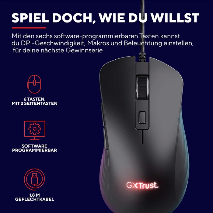 Trust Gaming GXT 924 YBAR+ Gaming Mouse schwarz, USB