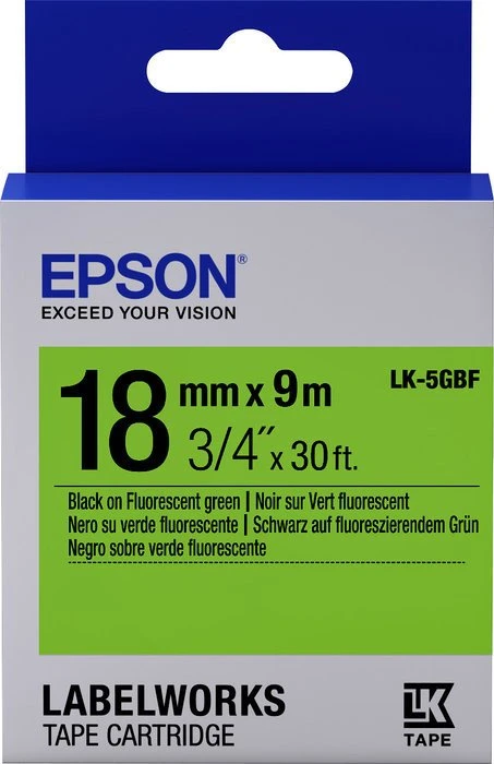 Epson LK-5GBF Beschriftungsband, 18mm, schwarz/grün
