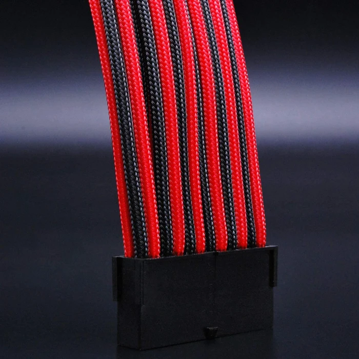 EZDIY-FAB Cable Extension Kit, 1x 24-Pin, 1x 4/8-Pin ATX, 2x 6-Pin PCIe, 16AWG, 2x 8-Pin PCIe, 16 AWG Nylon, rot/schwarz