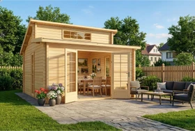 Alpholz Gartenhaus Lausitz 440x440cm natur