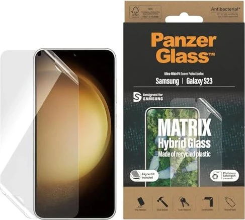 PanzerGlass Matrix Screen Protector Ultra-Wide Fit with Aligner Kit für Samsung Galaxy S23