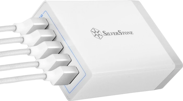 SilverStone UC01 USB-Ladestation 5-fach 8A weiß