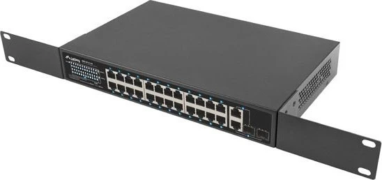 Lanberg RSFE Rackmount Switch, 24x RJ-45, 2x RJ-45/SFP, 250W PoE+