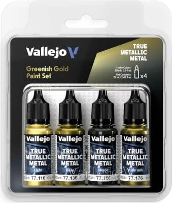 Vallejo True Metallic Metal greenish gold Farbset