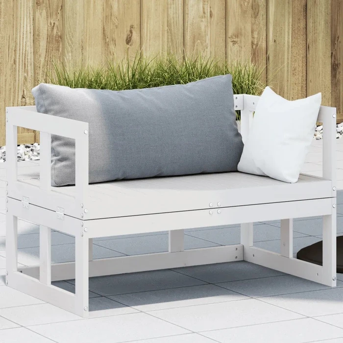 vidaXL 2in1 Gartenbank weiß