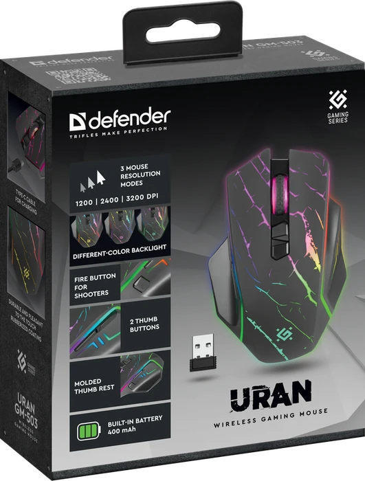 Defender Uran GM-503 Wireless Gaming Mouse schwarz, USB