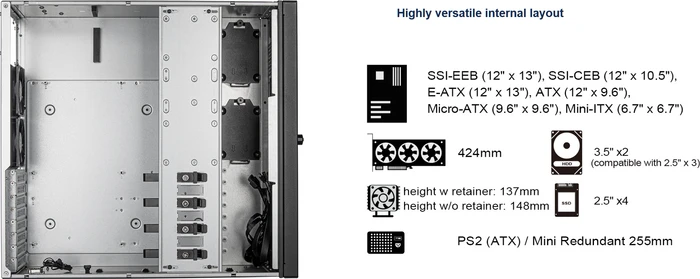 SilverStone RM44, Rackmount Storage, schwarz, 4HE, ATX