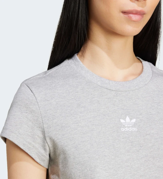 adidas Essentials Slim T-Shirt kurzarm medium grey heather (Damen)