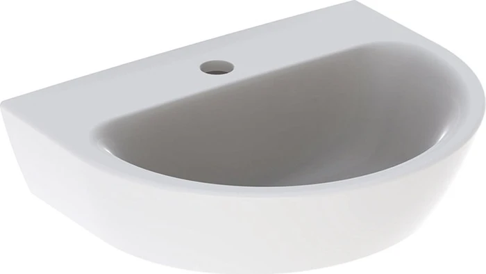 Geberit Renova Handwaschbecken 45cm, Hahnloch mittig, ohne Überlauf, weiß/KeraTect