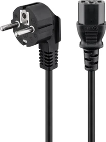Wentronic Goobay Kaltgeräte Netzkabel, Schutzkontakt auf Kaltgerätestecker C13, gewinkelt, schwarz, 3m