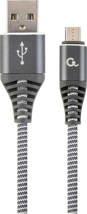 Gembird Premium Cotton Braided Micro-USB Charging And Data Cable 2.0m grau/weiß