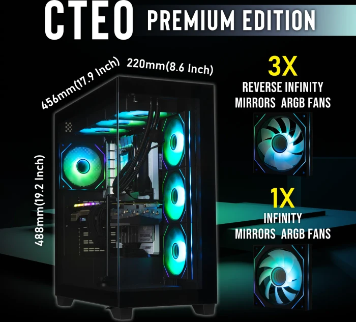 BitFenix CETO Premium Black, 4A, Lüfter LED ARGB, Glasfenster