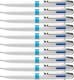 Schneider 4 Farben Multiminenstift Kugelschreiber mehrfarbig, weiß/hellblau, 10er-Pack