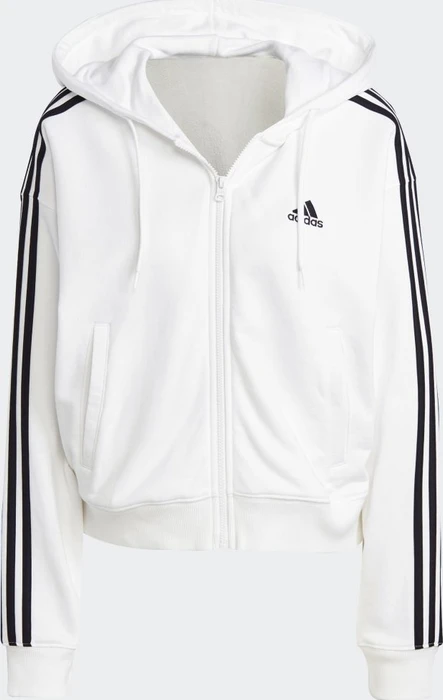 adidas Essentials 3-Streifen French Terry Bomber Hoodie weiß/schwarz (Damen)