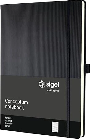 Sigel Conceptum Notizbuch, A4, kariert, Hardcover, schwarz, 97 Blatt