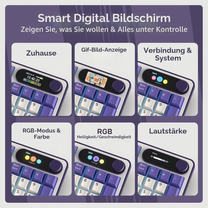 RK Royal Kludge S98, Lavendel Lila, 96%, hot-swap, RK Silent Purple, USB/Bluetooth, US