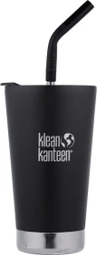Klean Kanteen Tumbler Deckel und Trinkhalm Isolierbecher 473ml schwarz