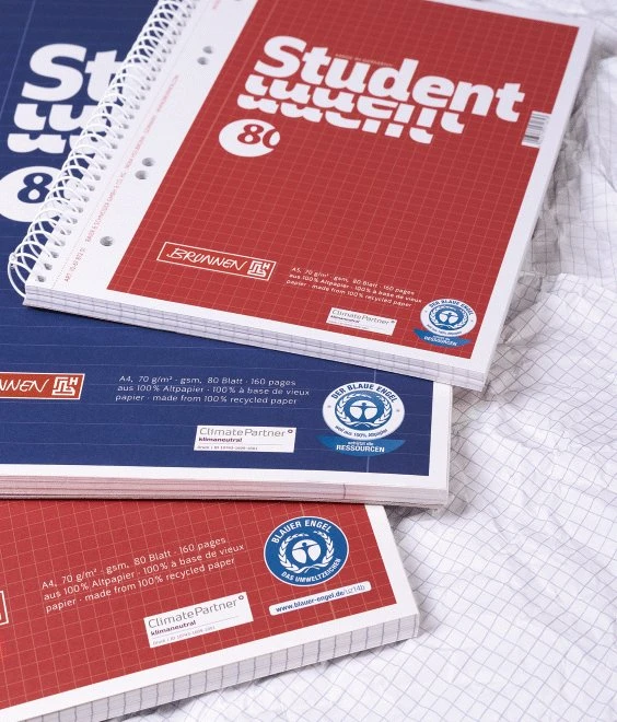 Brunnen Student Recycling Collegeblock, A4, Lineatur 28, rot, 80 Blatt