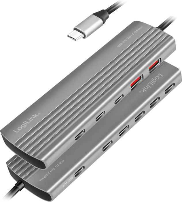 LogiLink Ultra-Slim USB-Hub, 8x USB-C 3.1/2x USB-A 3.1, USB-C 3.1 [Stecker]