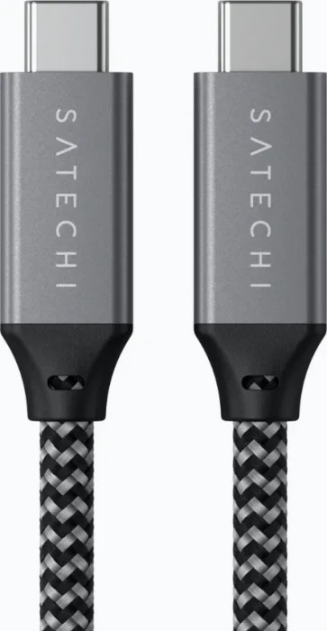 Satechi USB4 Kabel, 40Gb/s, 100W PD, USB-C Stecker auf USB-C Stecker, Space Grey, 80cm