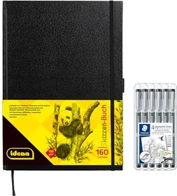 Staedtler Pigmentliner 308 verschiedene Stärken schwarz, 6er-Set