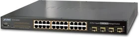 Planet WGSW Rackmount Gigabit Managed Switch, 20x RJ-45, 4x RJ-45/SFP, 440W PoE+ (WGSW-24040HP4)