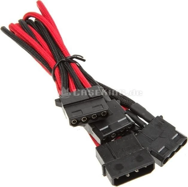 BitFenix Alchemy 4-Pin Molex auf 3x 4-Pin Molex 55cm, sleeved schwarz/rot