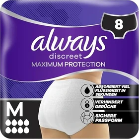 Always Discreet Max Protection Pants Inkontinenz Schutzhose Größe M, 8 Stück