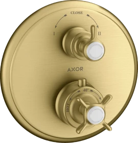 Hansgrohe Axor Montreux Thermostat Unterputz mit Kreuzgriff und Ab- und Umstellventil brushed gold optic