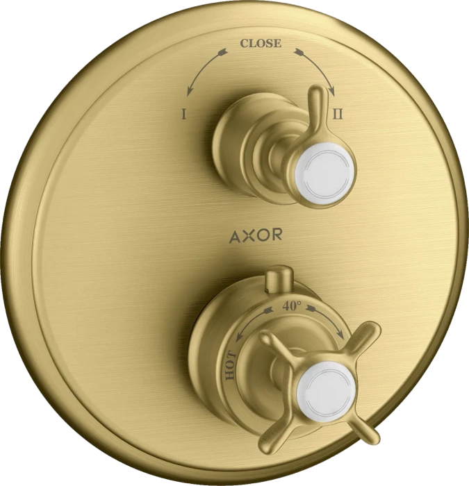 Hansgrohe Axor Montreux Thermostat Unterputz mit Kreuzgriff und Ab- und Umstellventil brushed gold optic