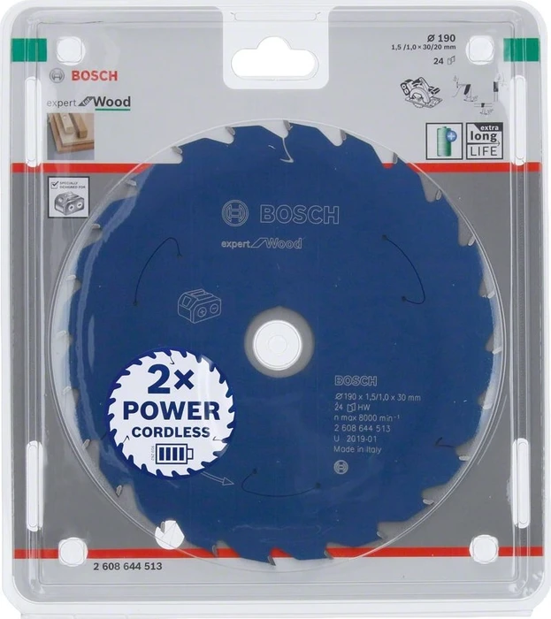 Bosch Professional Expert for Wood Kreissägeblatt 24Z, 190x1x30mm, 1 Stück
