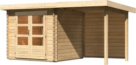 Karibu Bastrup 2 Gartenhaus inkl. Anbau 2m + Rückwand natur