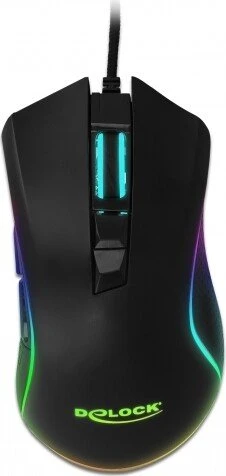 DeLOCK Optische 7-Tasten USB Gaming Maus schwarz, RGB, USB