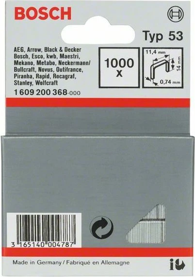 Bosch Professional Typ 53 Tacker-Klammern, 11.4x14mm, 1000 Stück