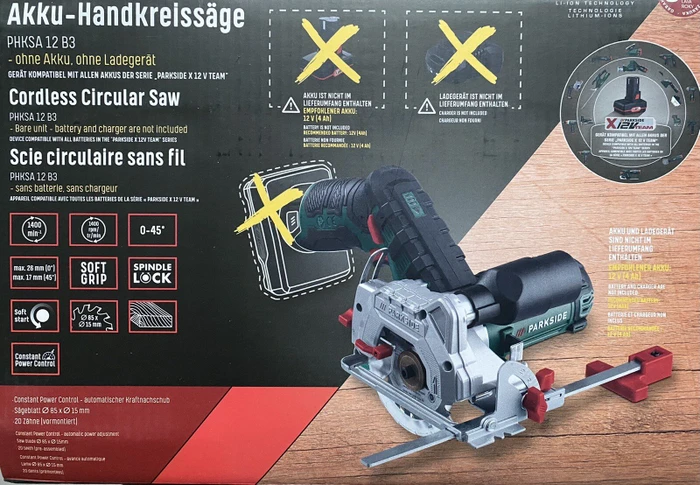 Parkside PHKSA 12 B3 Akku-Handkreissäge solo inkl. Koffer