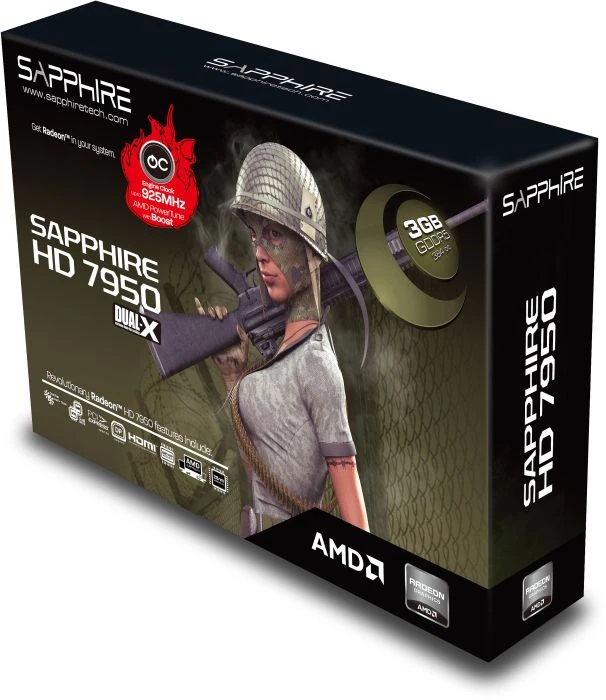 Sapphire Radeon HD 7950 Boost Dual-X, 3GB GDDR5, DVI, HDMI, 2x mDP, full retail
