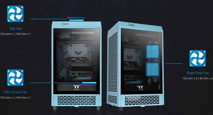 Thermaltake The Tower 200 Turquoise, türkis, Glasfenster, Mini-ITX