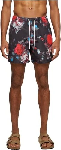 Urban Classics Pattern Badeshorts black rose aop/navy (Herren)