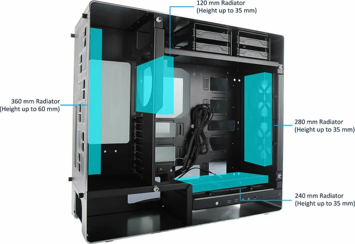 In Win 909 schwarz, Glasfenster