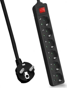 Helos CLASSIC Steckdosenleiste mit Schalter, 6-fach, 1.5m, schwarz