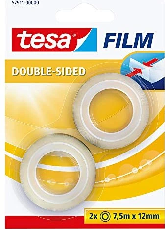 tesa Film, doppelseitig, transparent, 12 mm x 7,5 m, 2 Stück