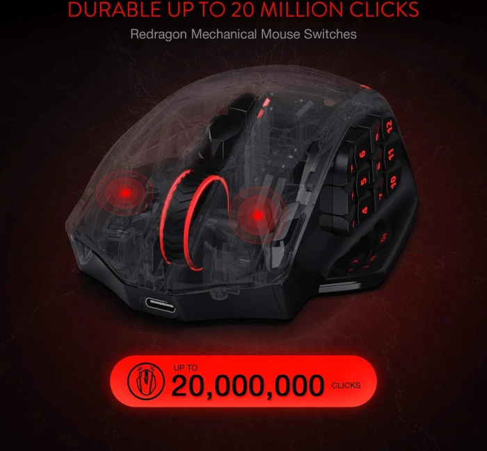 Redragon M913 Impact Elite Wireless RGB MMO schwarz, USB