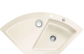 systemceram Mera Eck Einbau Becken rechts mit Ablauffernbedienung magnolie