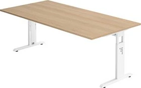 Hammerbacher Ergonomic O-Serie OS2E/E/W Schreibtisch 200x100cm Eiche/weiß