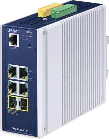 Planet TSN-5225-4T2S Industrial Railmount Gigabit Managed Switch, 4x RJ-45, 2x SFP